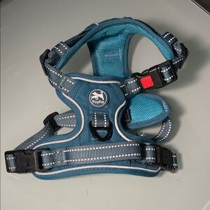 Teal Dog Harness with Reflective Straps - Small